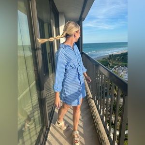Nadia Stripe Shirt Dress - WORN ONCE (Size S)